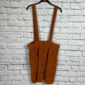 Shein Curve Burnt Orange Corduroy Pinafore Skirt Size 3X